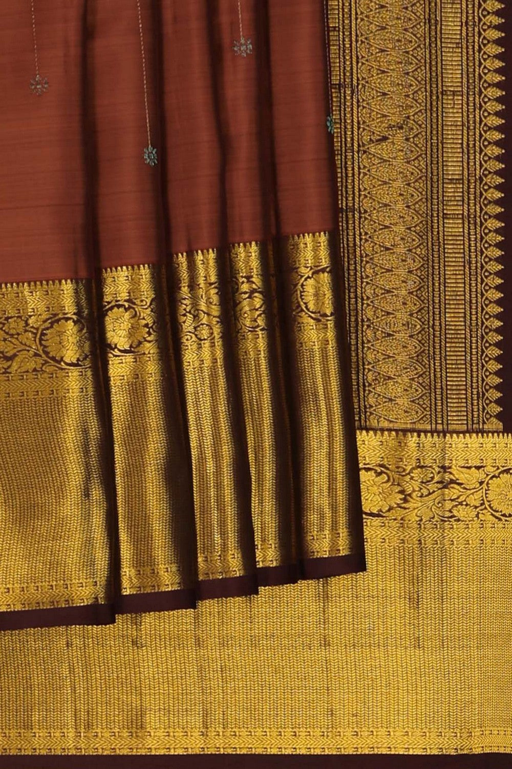 Image of Kanchi Silk Rust-Orange Saree