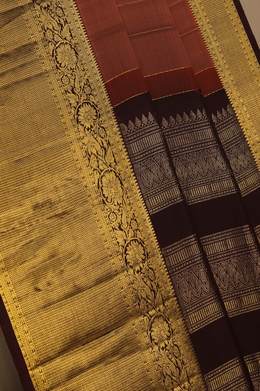 Image of Kanchi Silk Rust-Orange Saree