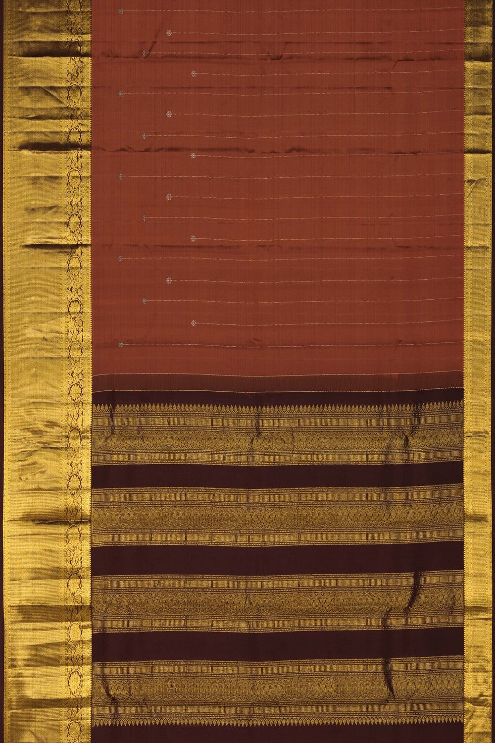 Image of Kanchi Silk Rust-Orange Saree