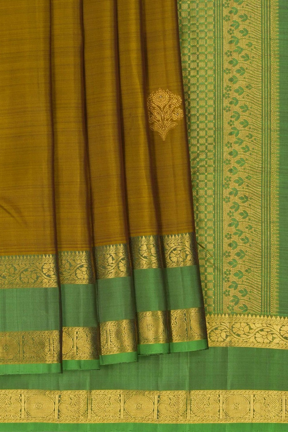 Image of Kanchi Silk Moss-Green Saree