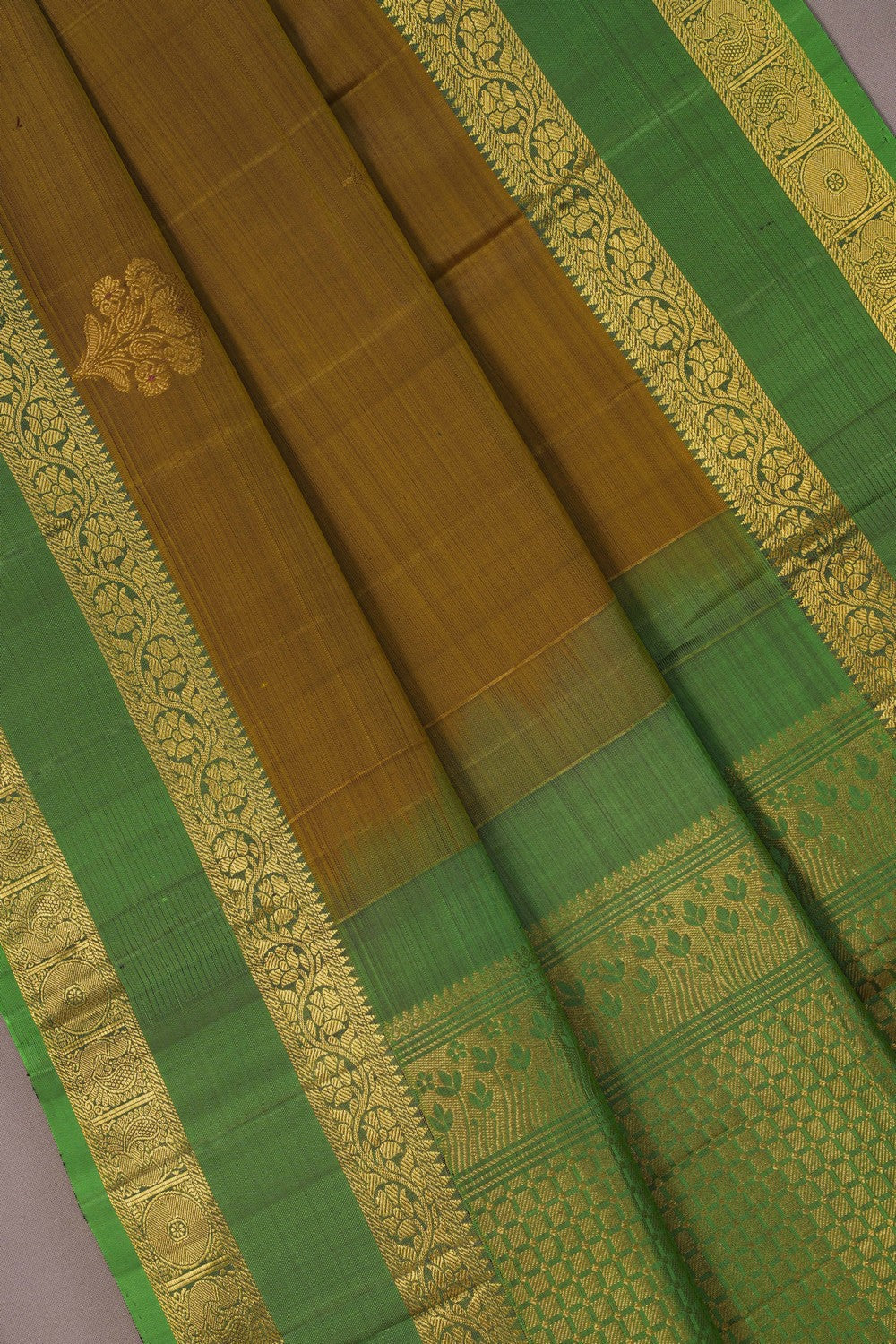 Image of Kanchi Silk Moss-Green Saree