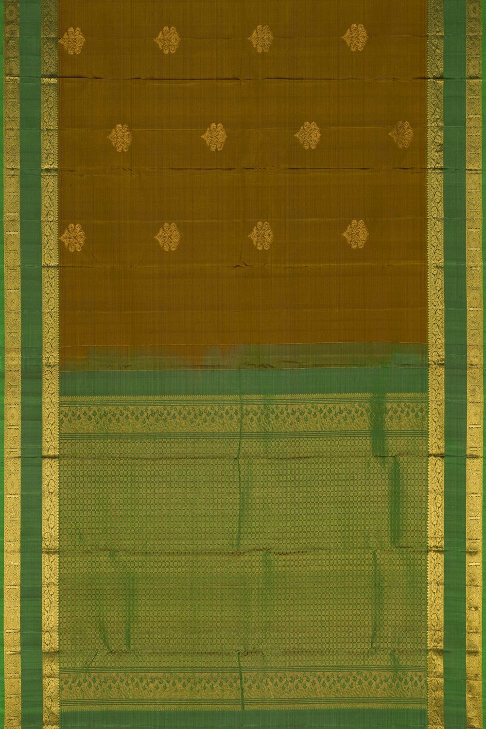 Image of Kanchi Silk Moss-Green Saree