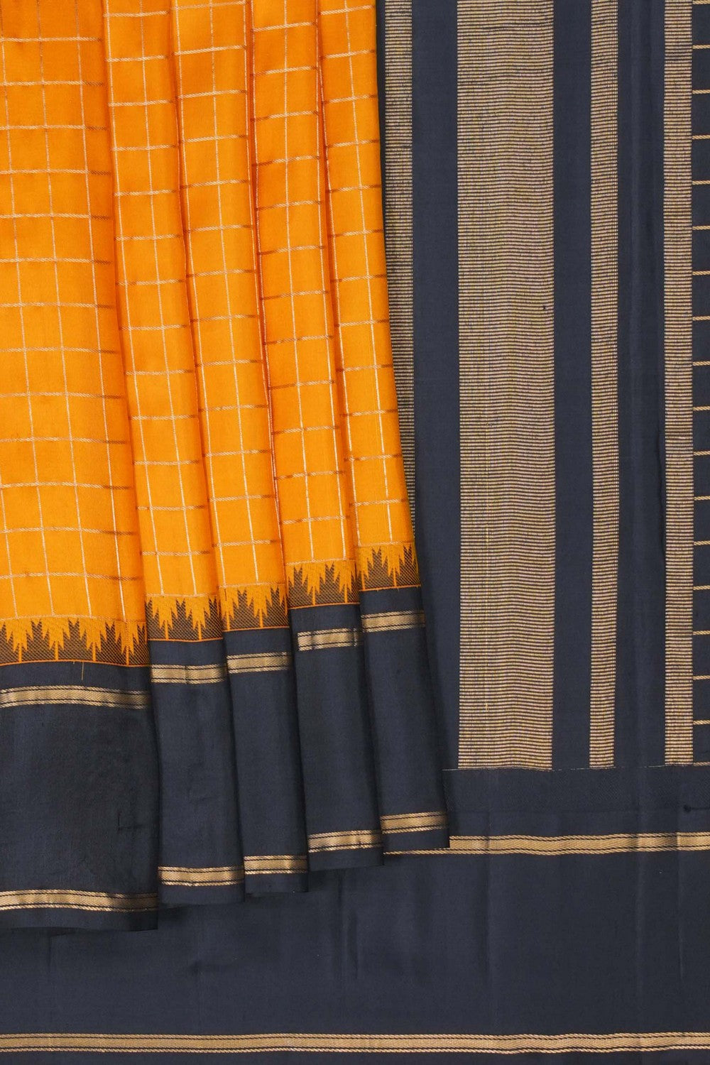 Image of Kanchi Silk Kattam Mustard Saree