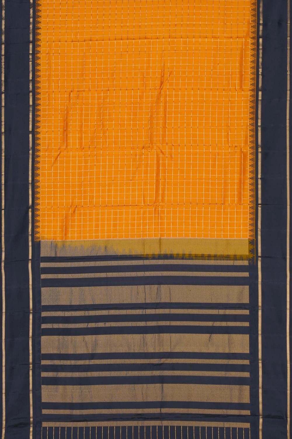 Image of Kanchi Silk Kattam Mustard Saree
