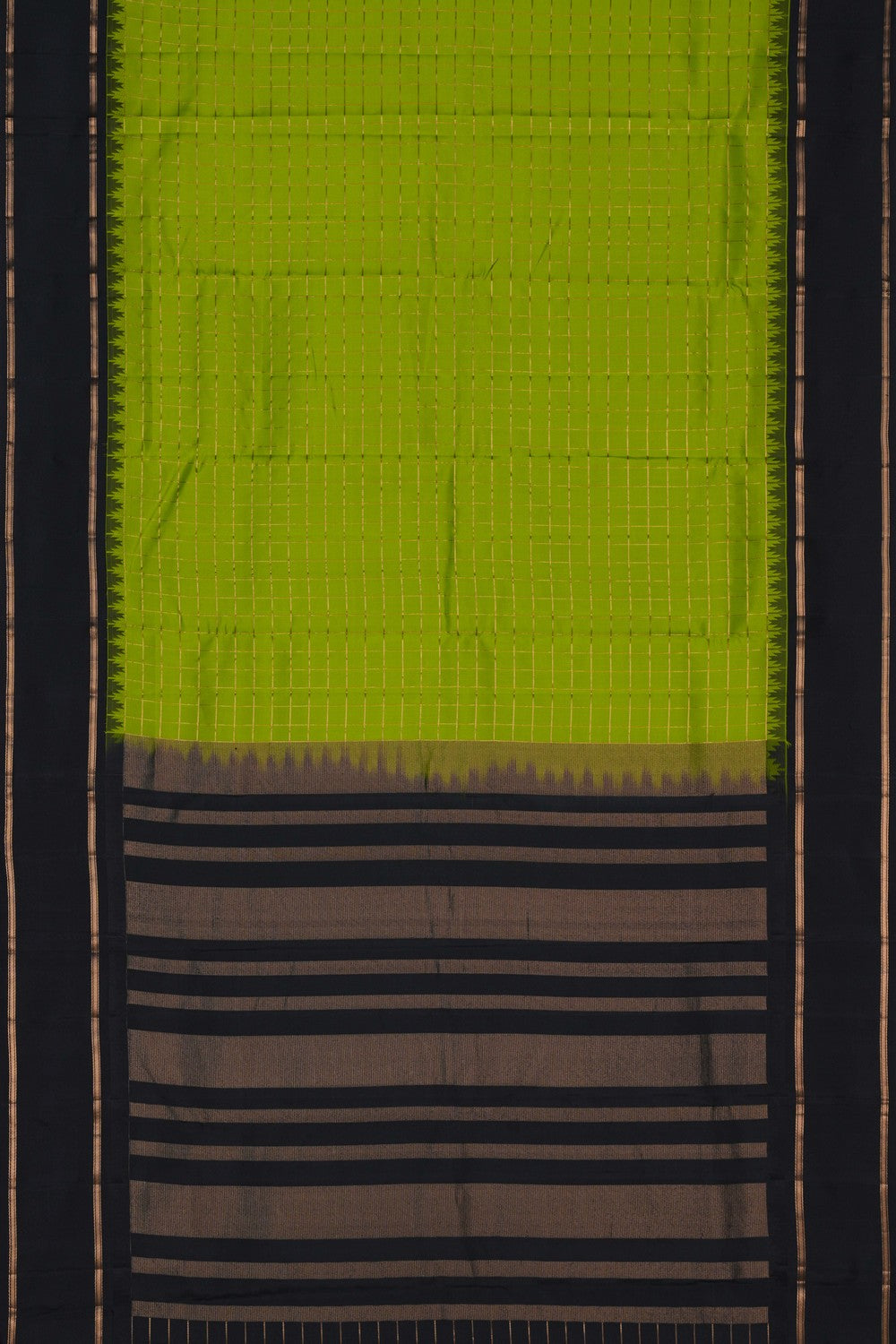 Image of Kanchi Silk Kattam Green Saree