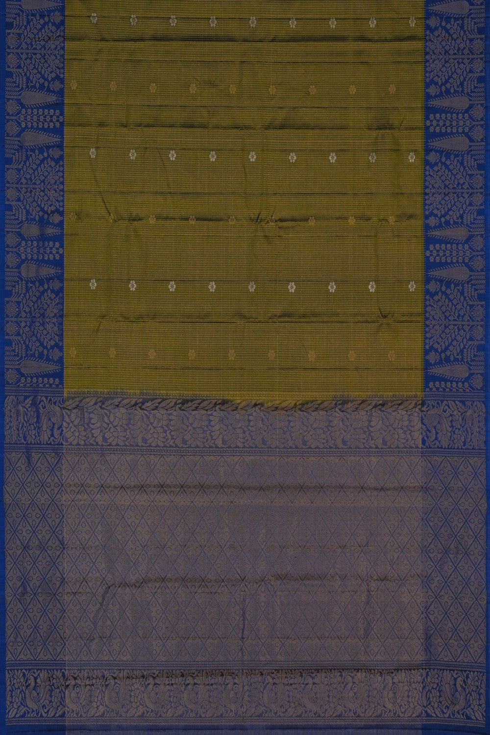 Image of Kanchi Silk Kattam Green Saree