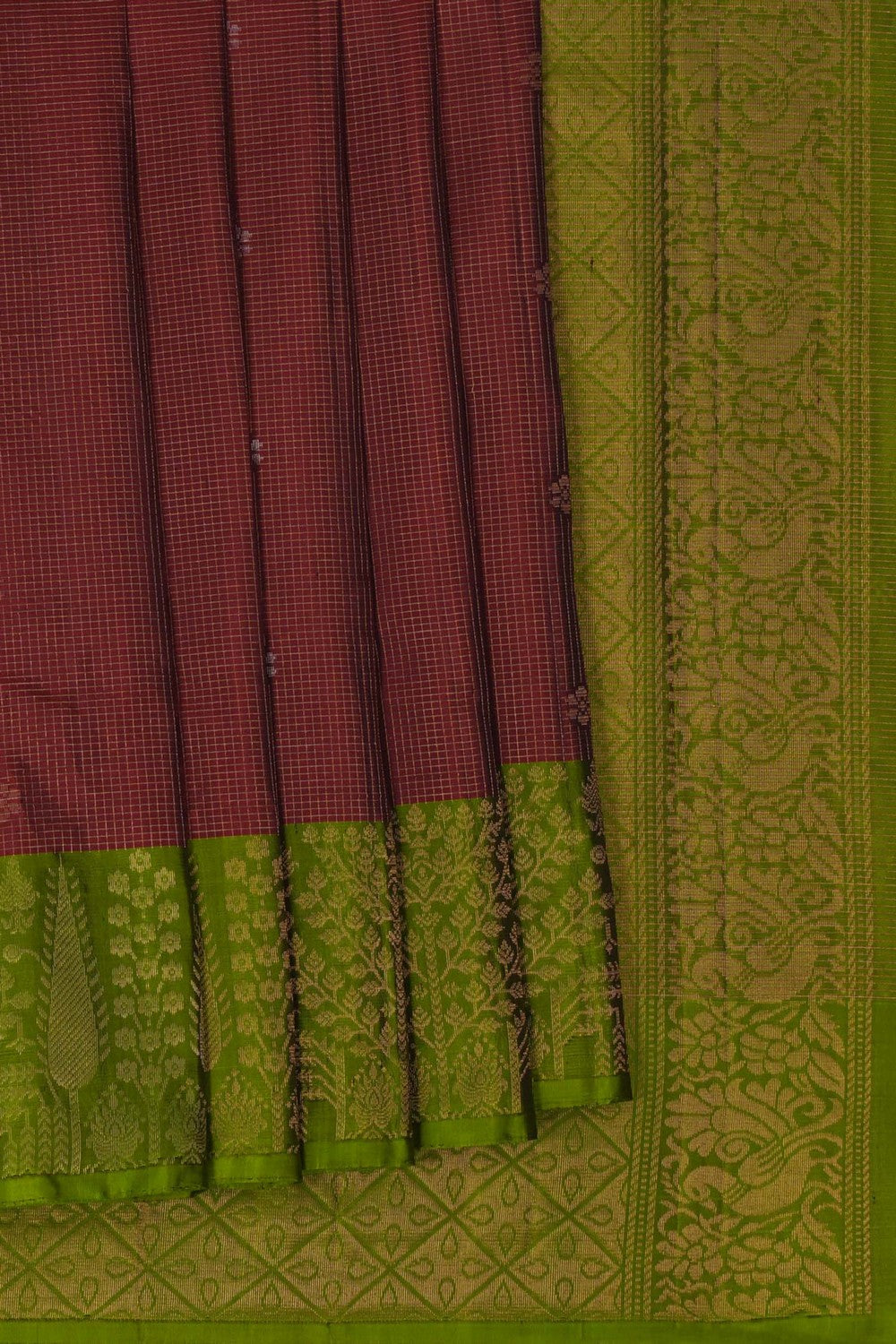Image of Kanchi Silk Kattam Red Saree
