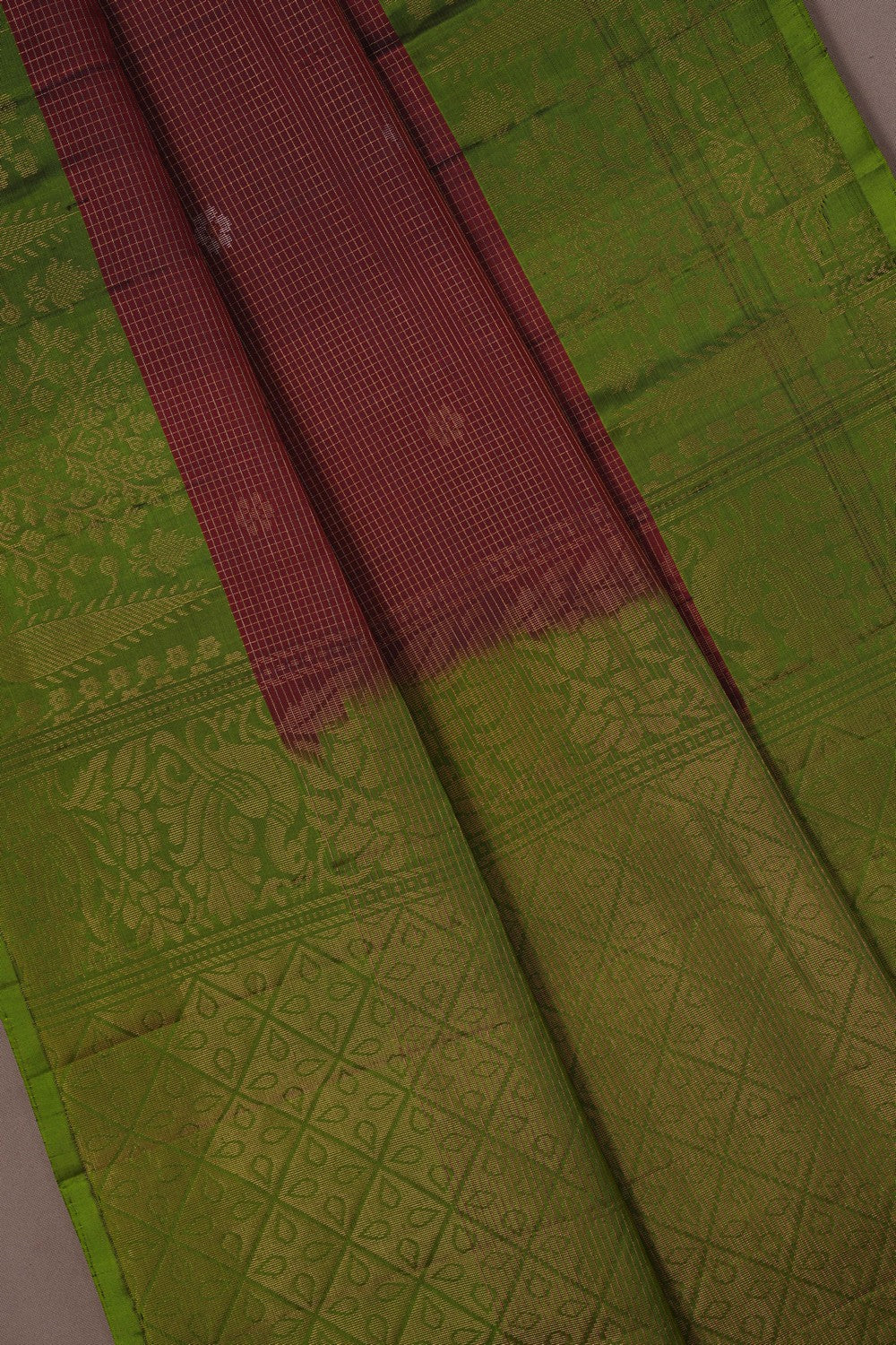 Image of Kanchi Silk Kattam Red Saree
