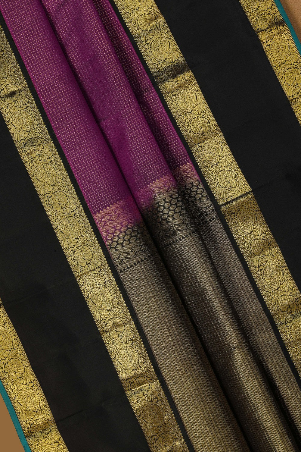 Image of Kanchi Silk Kattam Plum-Pink Saree