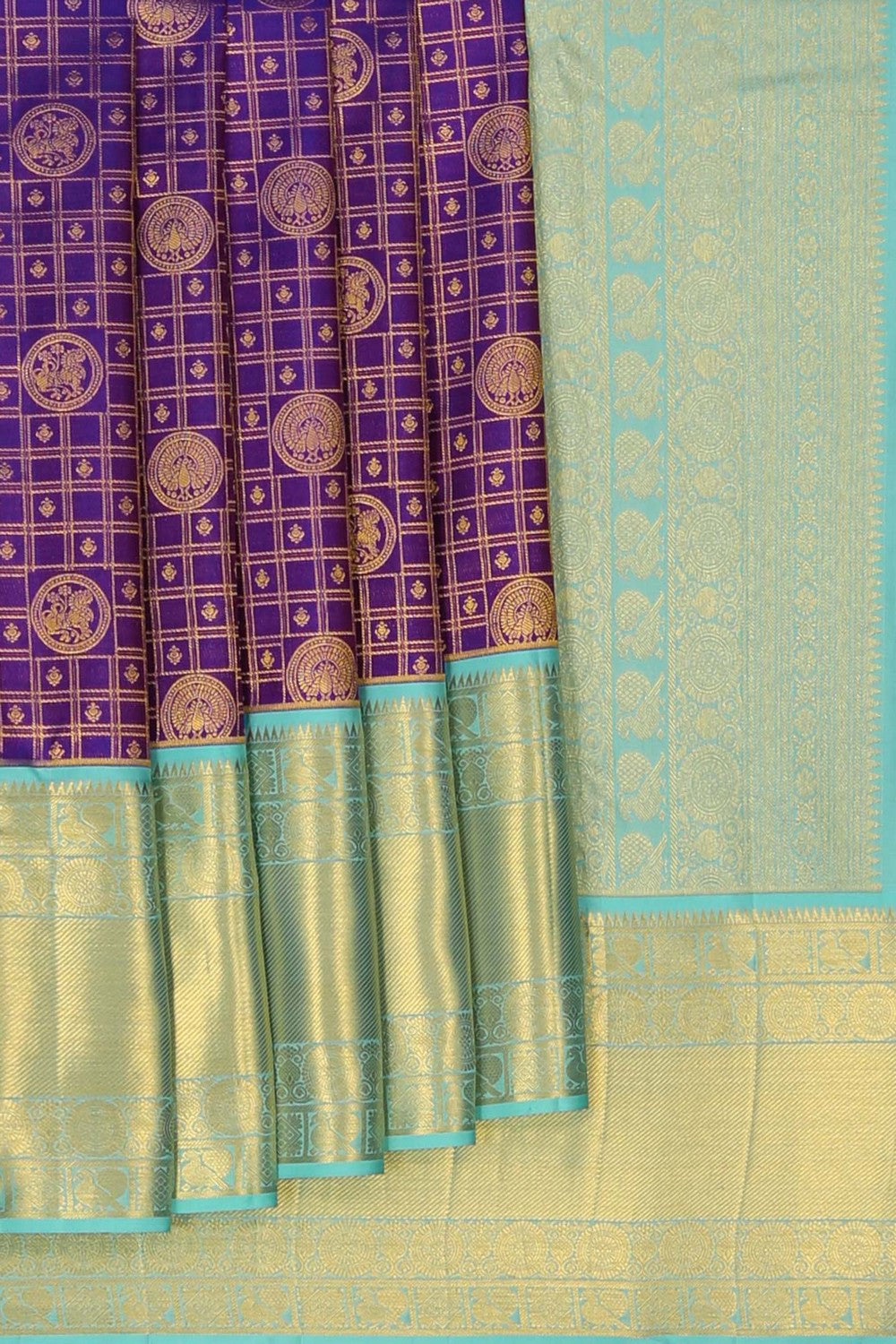 Image of Kanchi Silk Kattam Purple Saree