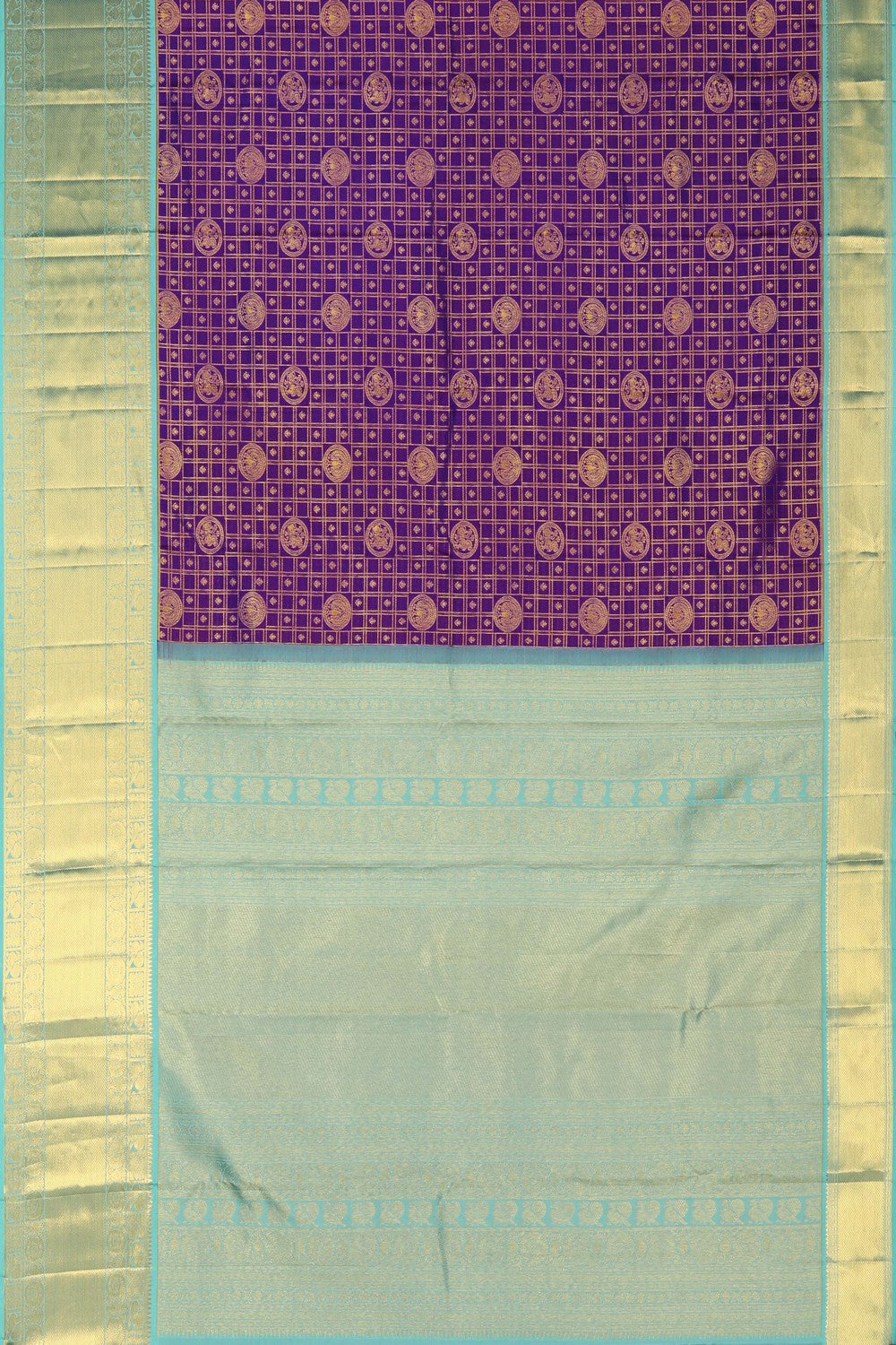 Image of Kanchi Silk Kattam Purple Saree