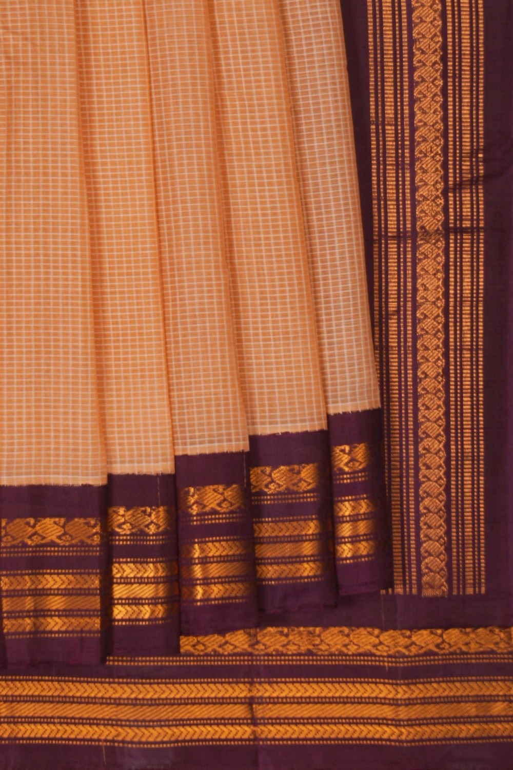 Image of Gadwal Cotton Beige Saree