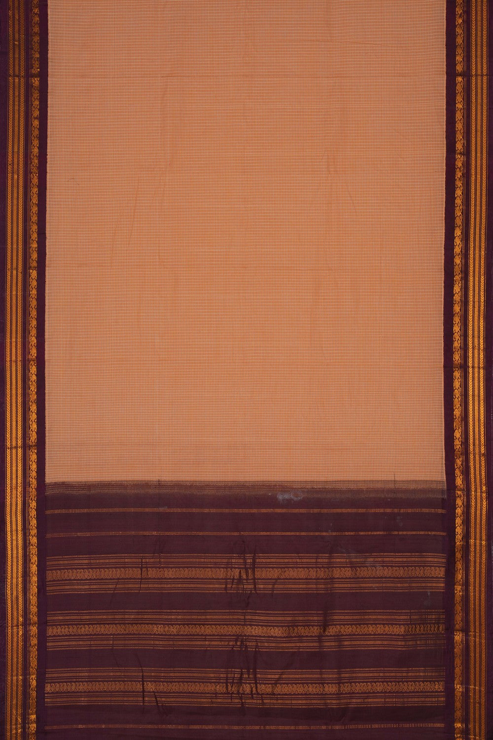 Image of Gadwal Cotton Beige Saree