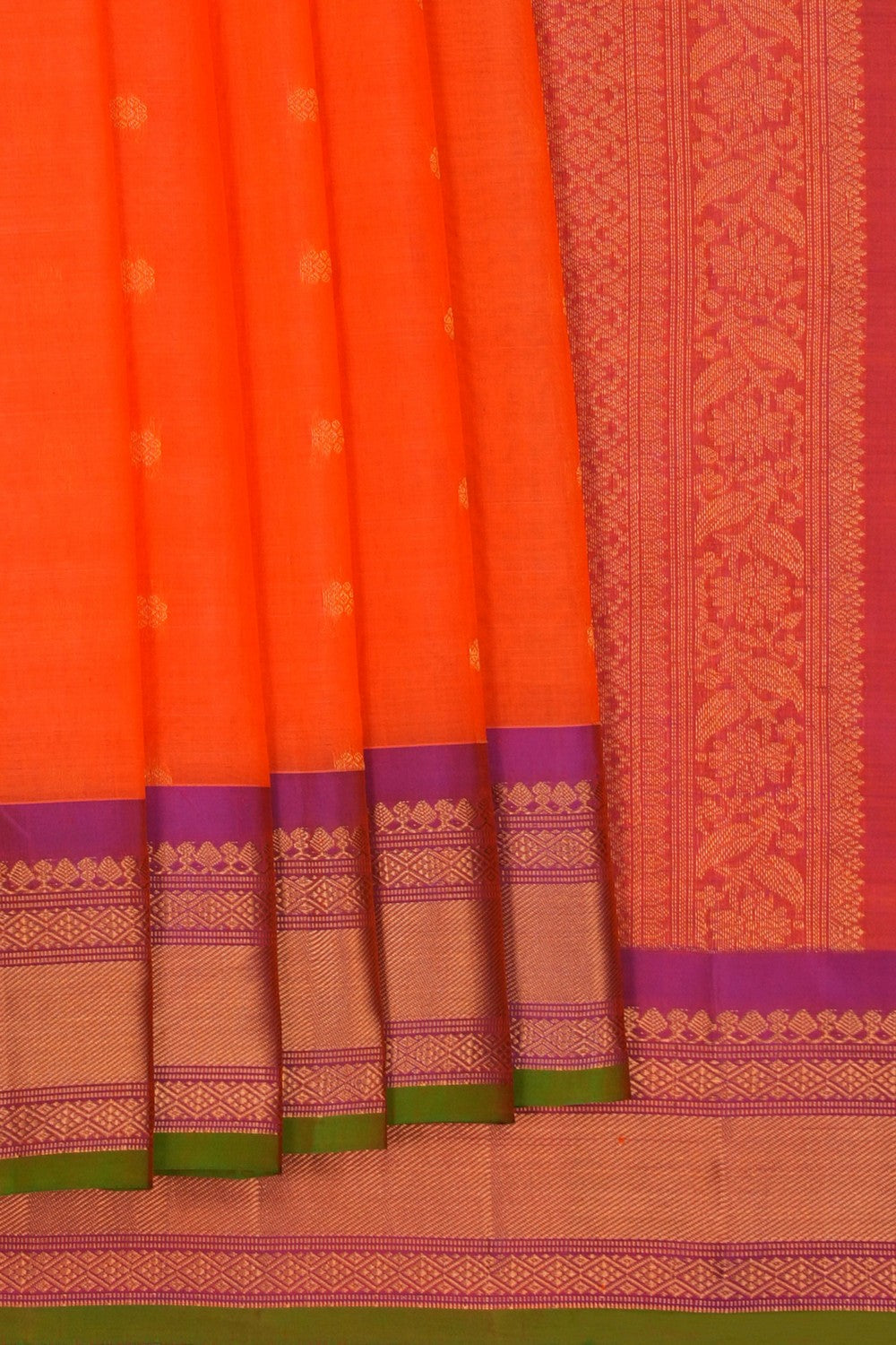 Image of Gadwal Cotton Silk Orange Saree