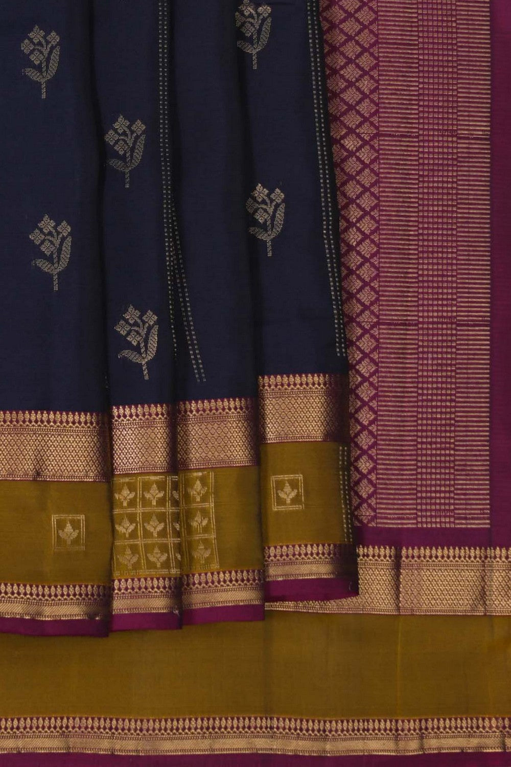 Image of Kanchi Silk Blueberry Blue Saree