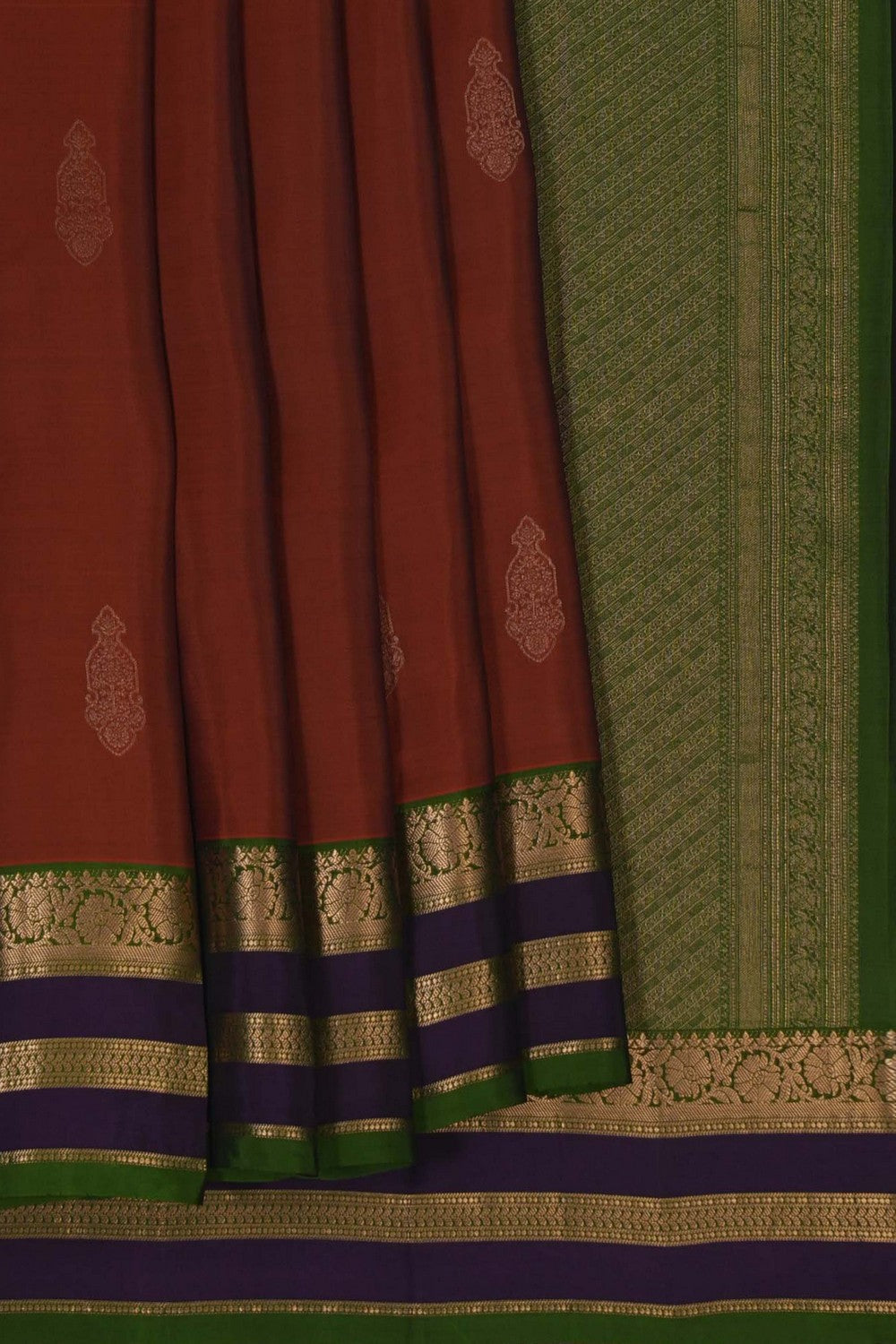 Image of Kanchi Silk Rust-Red Saree
