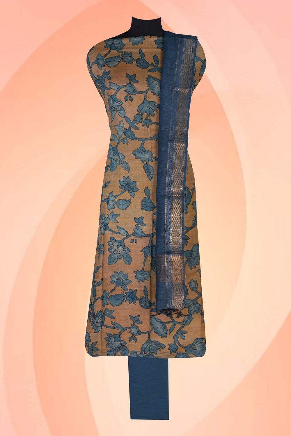 Image of Kalamkari Unstitched Suit Set Fabric (3 Pcs Set)