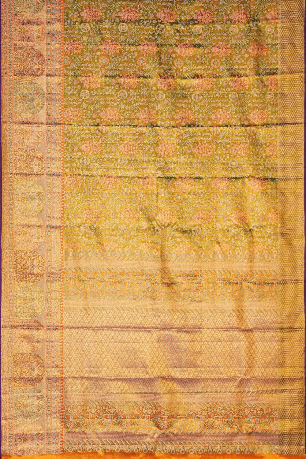 Image of Kanchipattu Tissue Brocade Gold-Green Saree