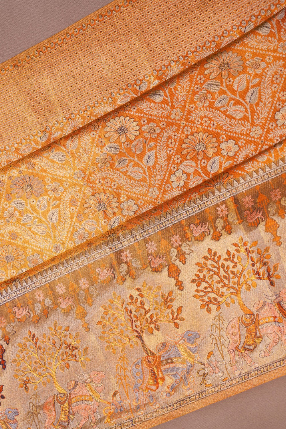 Image of Kanchipattu Tissue Brocade Gold Saree