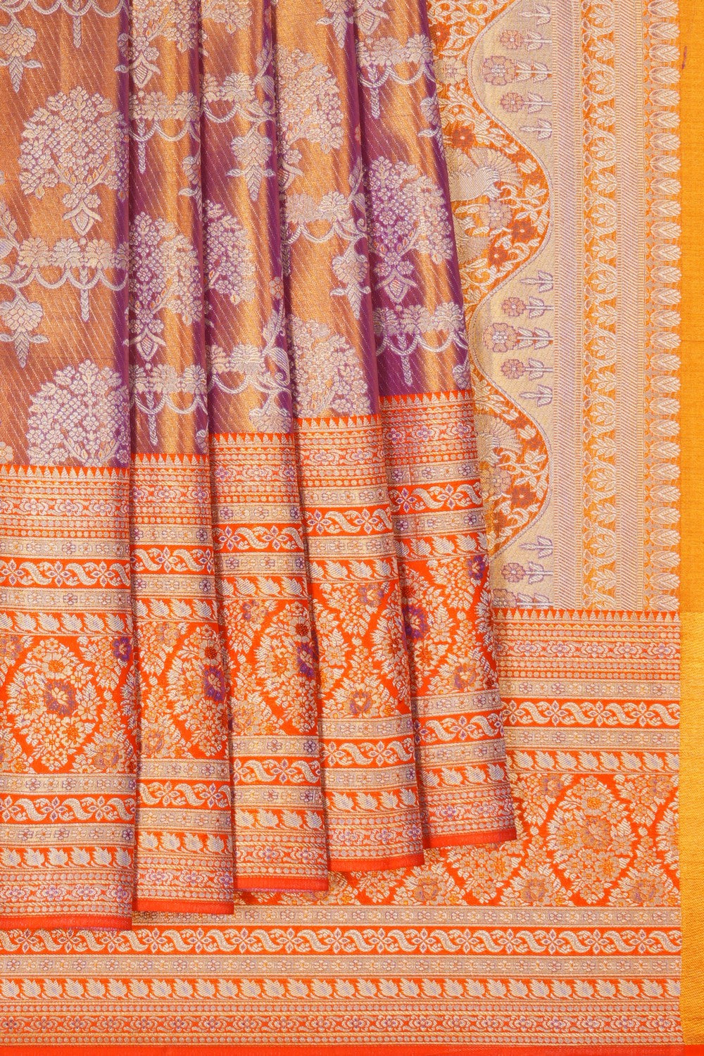 Image of Kanchipattu Tissue Brocade Gold-Purple Saree