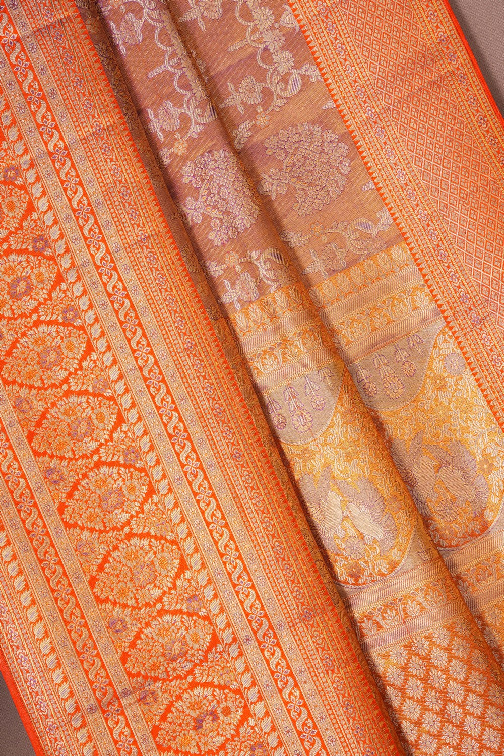 Image of Kanchipattu Tissue Brocade Gold-Purple Saree