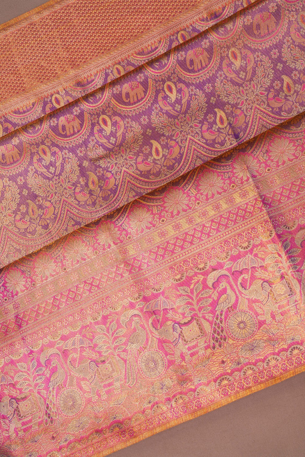Image of Kanchipattu Tissue Brocade Purple Saree
