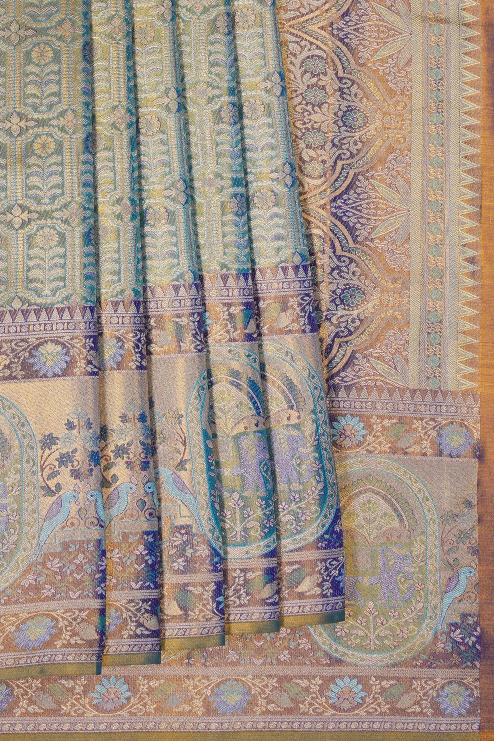 Image of Kanchipattu Tissue Brocade Green Saree