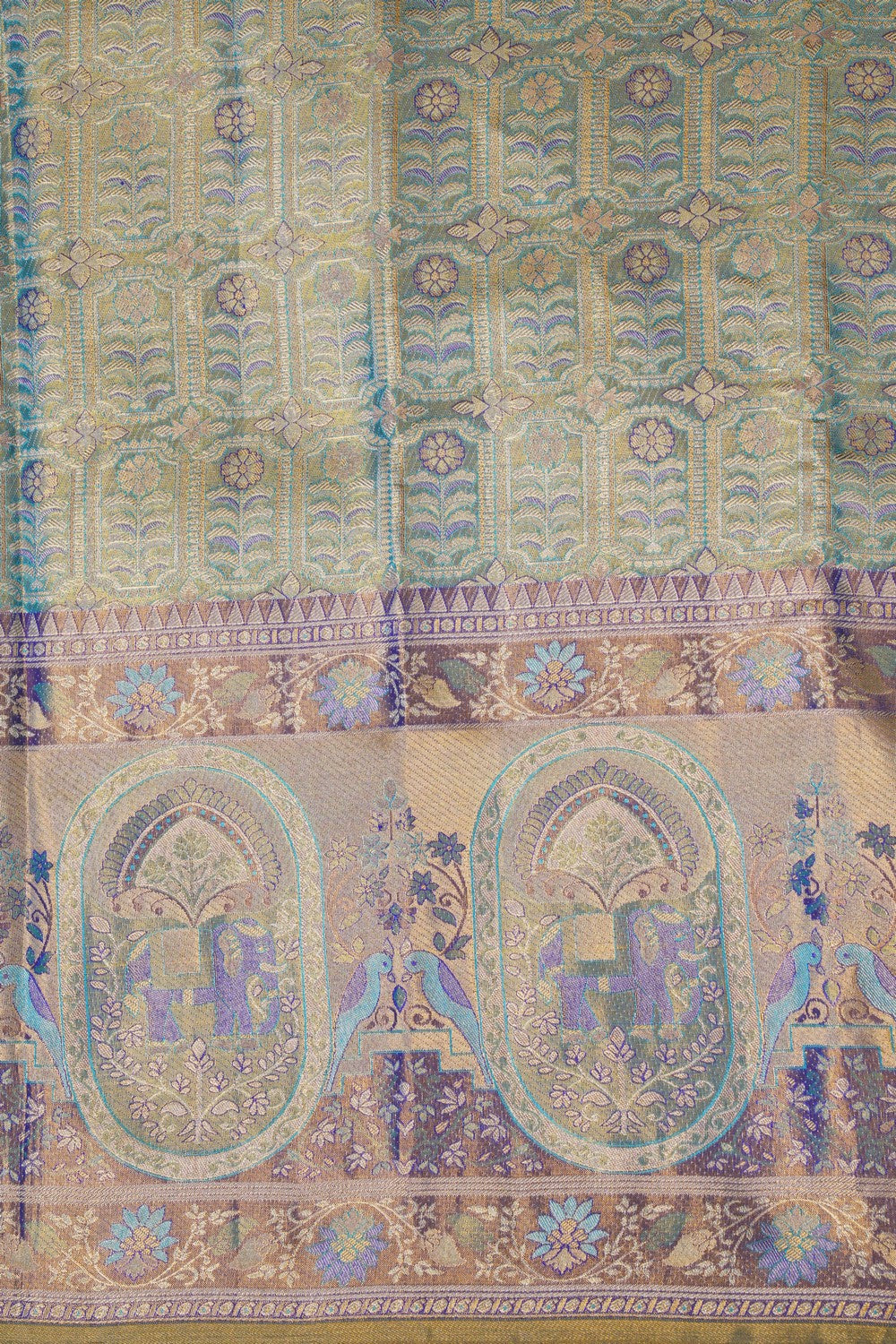 Image of Kanchipattu Tissue Brocade Green Saree