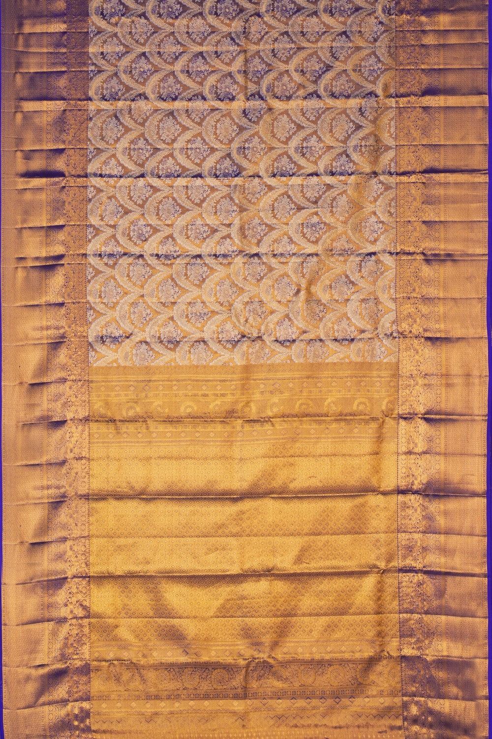 Image of Gold Purple Kanchipattu Brocade Saree
