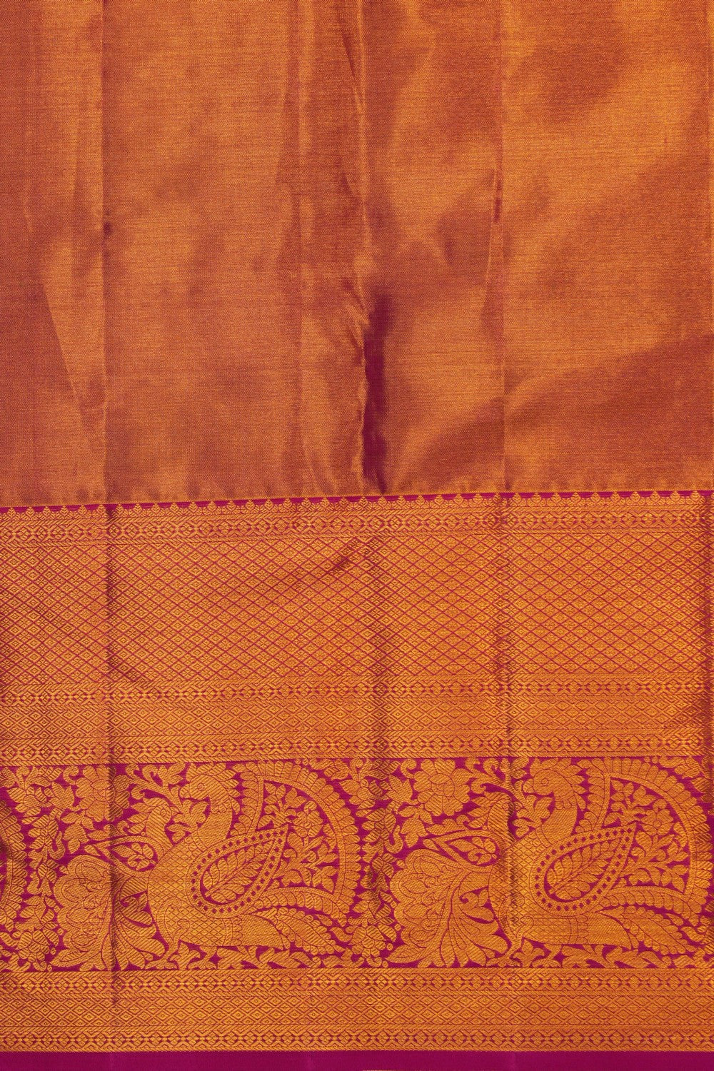 Image of Gold-Pink Kanchipattu Brocade Saree