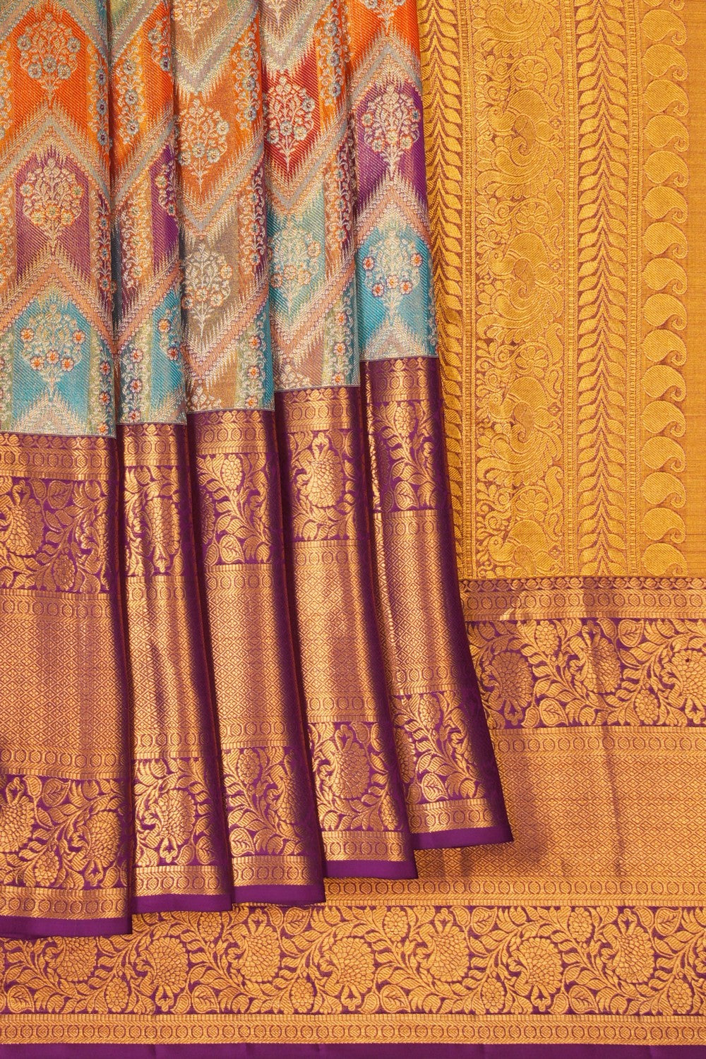 Image of Multicolour Rangkat Kanchipattu Brocade Saree