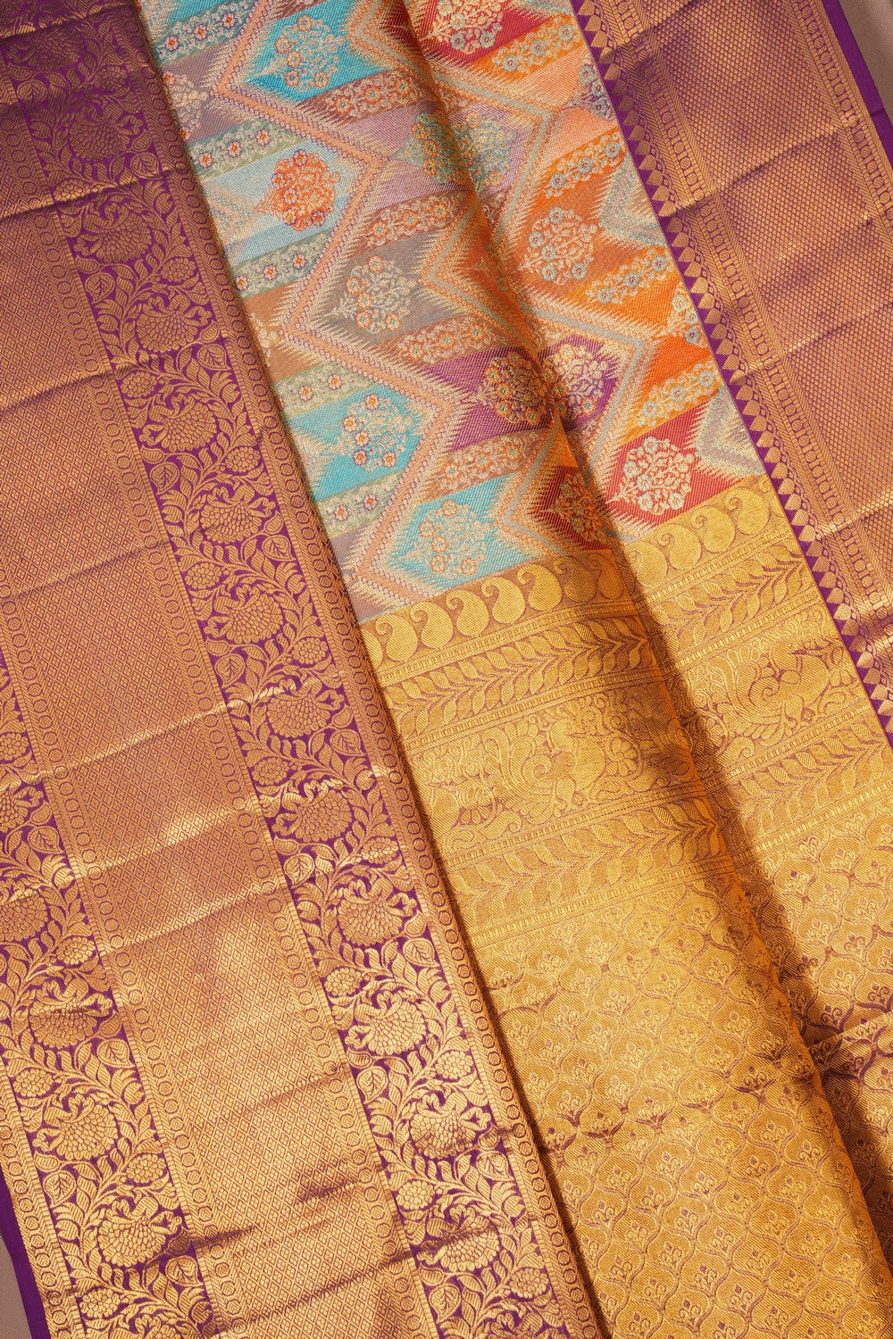 Image of Multicolour Rangkat Kanchipattu Brocade Saree