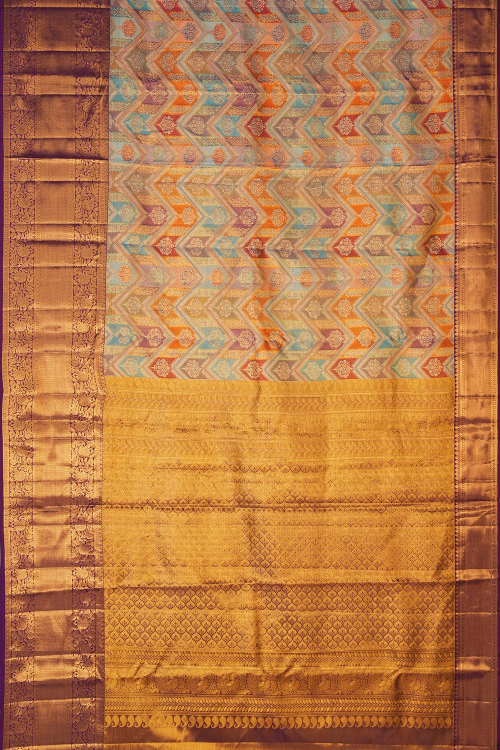 Image of Multicolour Rangkat Kanchipattu Brocade Saree