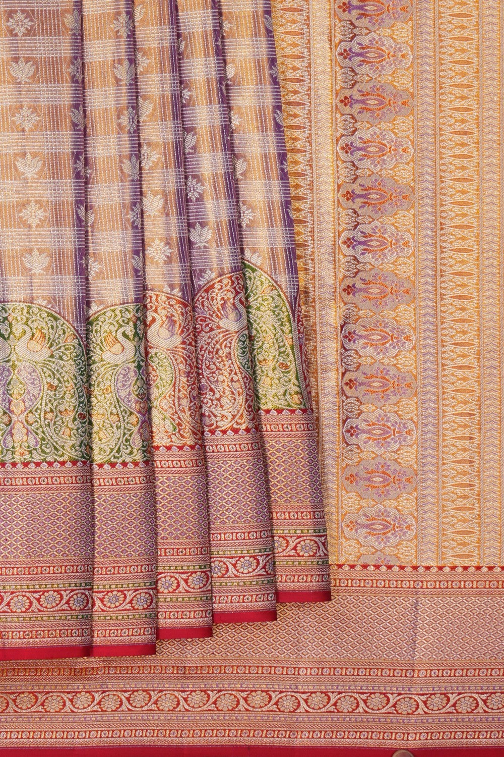 Image of Kanchipattu Tissue Brocade Gold-Purple Saree