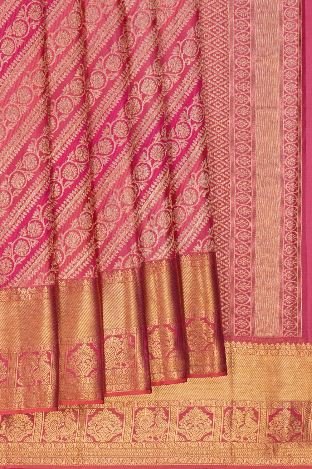 Image of Kanchipattu Coral Pink Saree