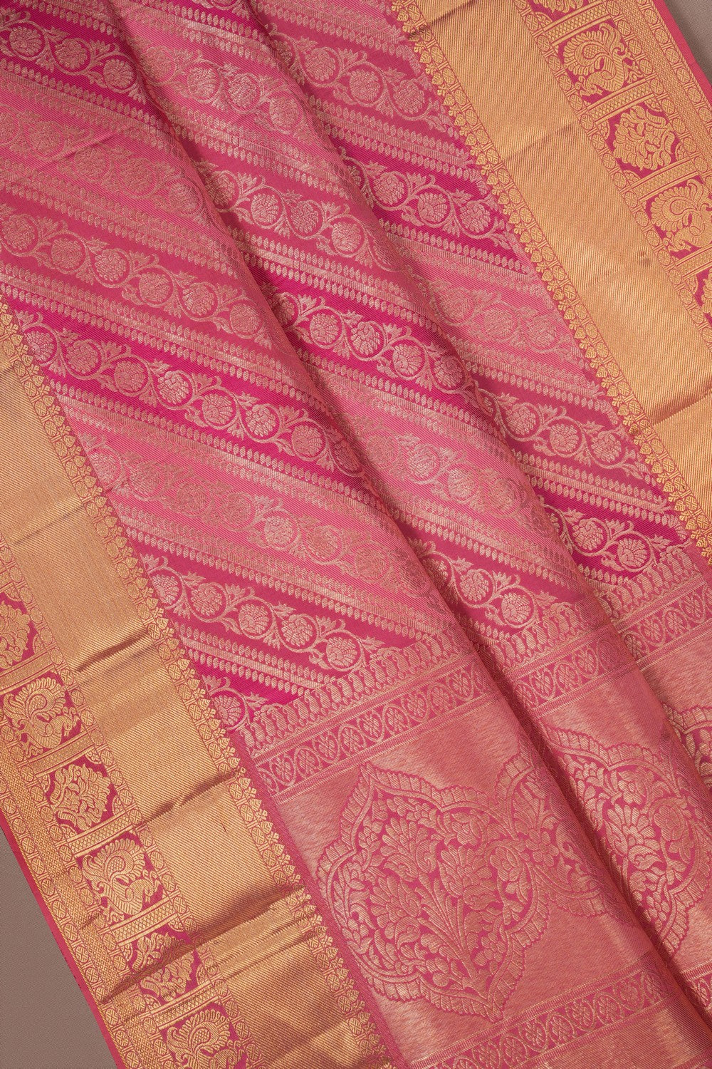 Image of Kanchipattu Coral Pink Saree