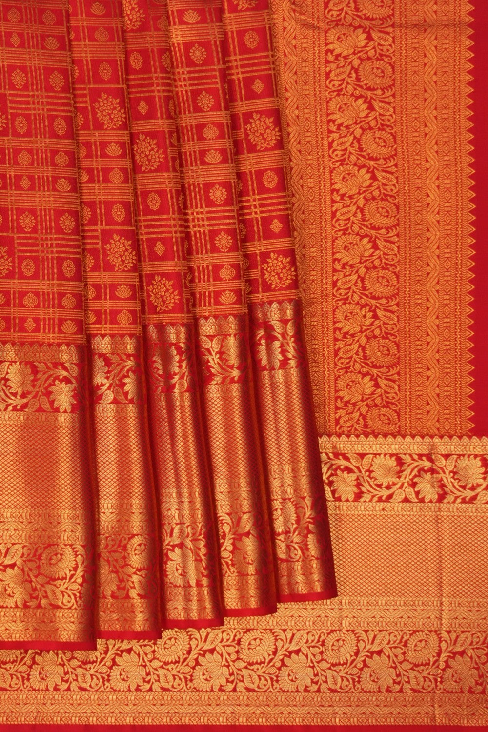 Image of Red Kanchipattu Kattam Saree
