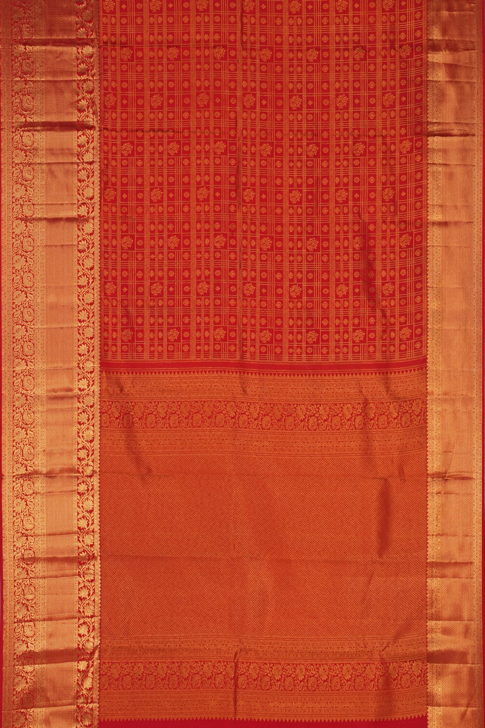 Image of Red Kanchipattu Kattam Saree