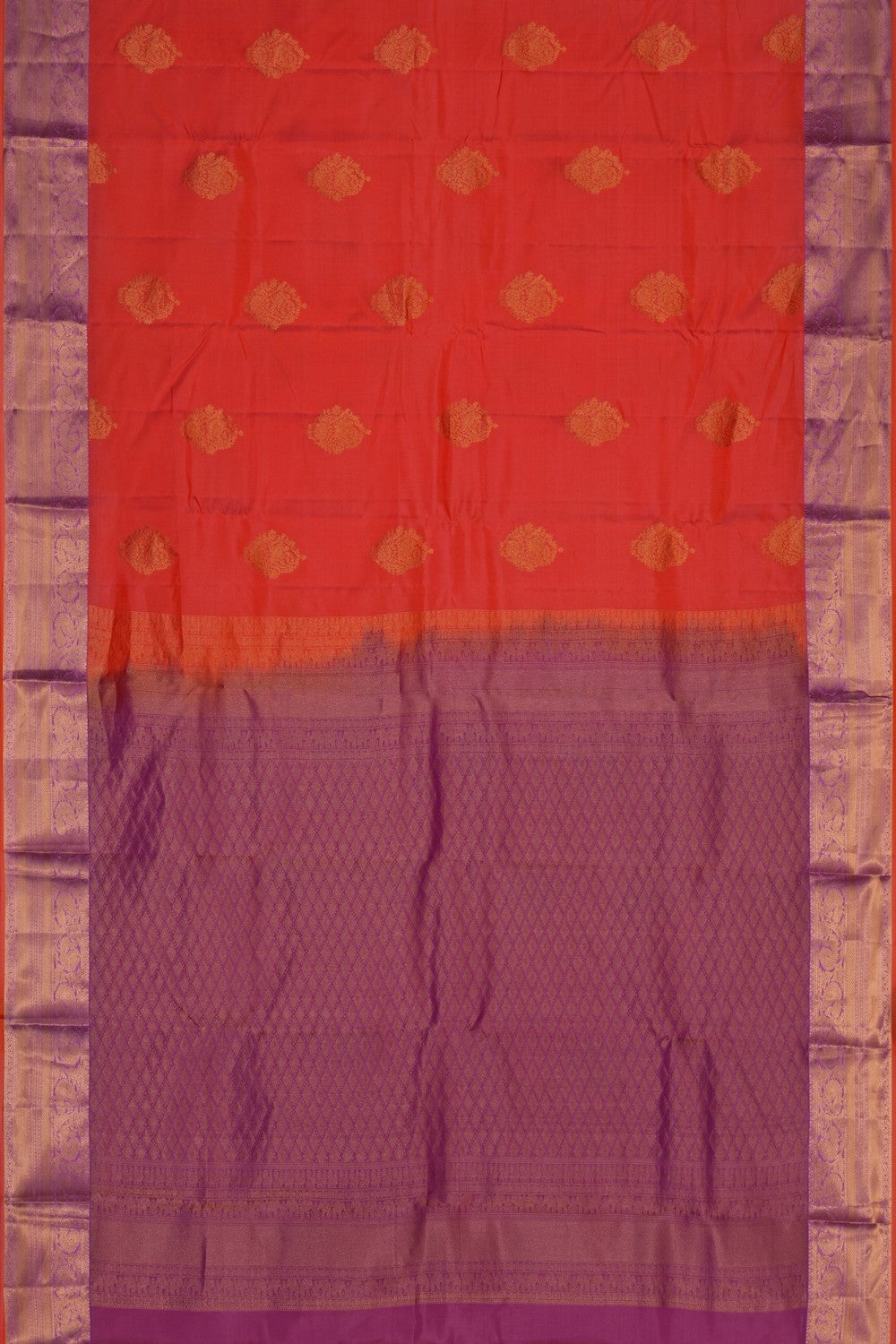 Image of Kanchi Silk Coral Peach Saree