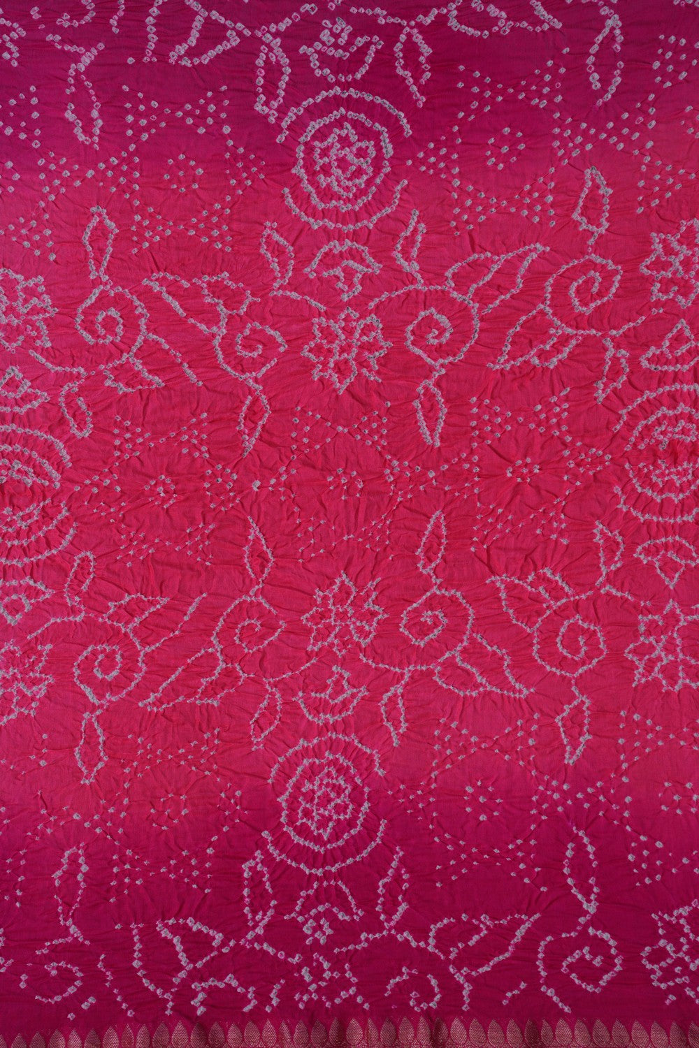 Image of Bandhani Coral-Pink Saree
