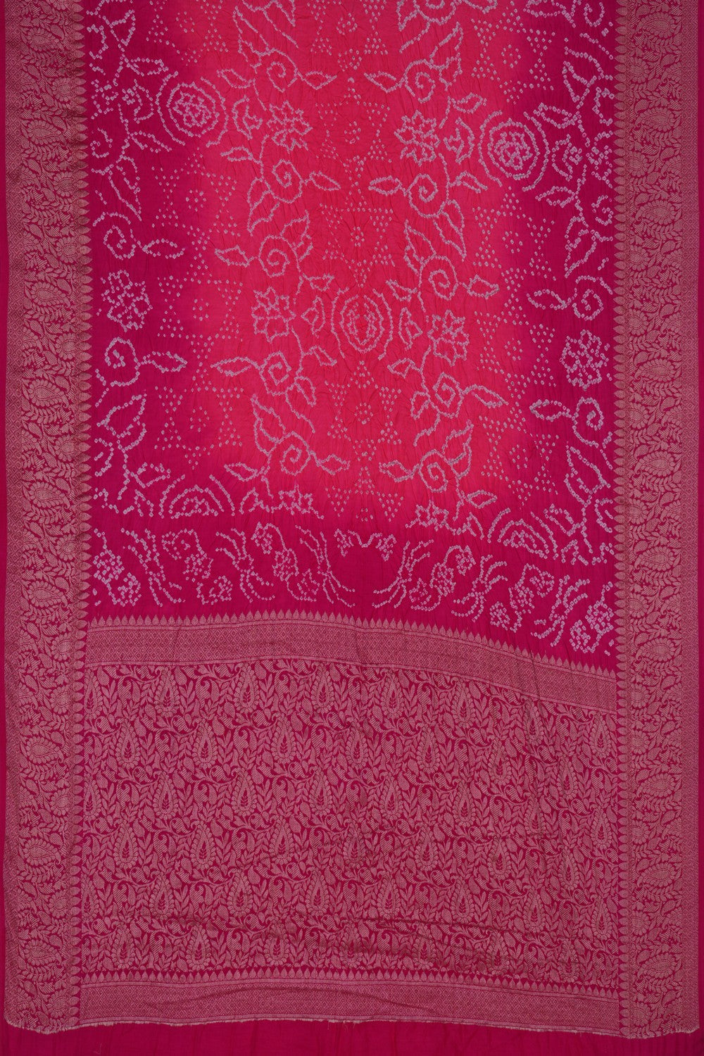 Image of Bandhani Coral-Pink Saree