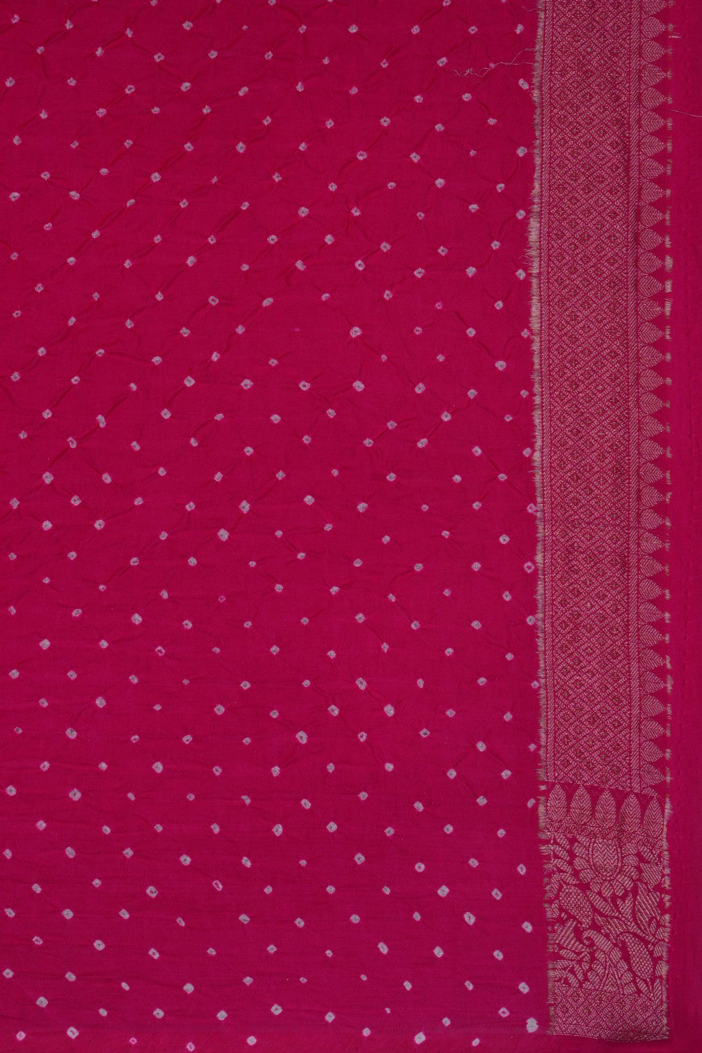 Image of Bandhani Coral-Pink Saree