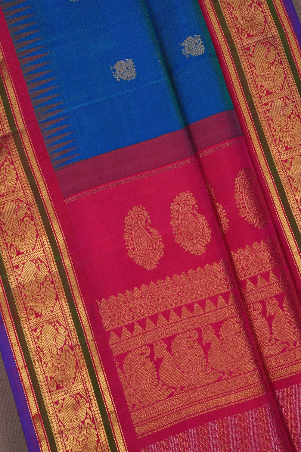 Image of Gadwal Silk Blue Saree