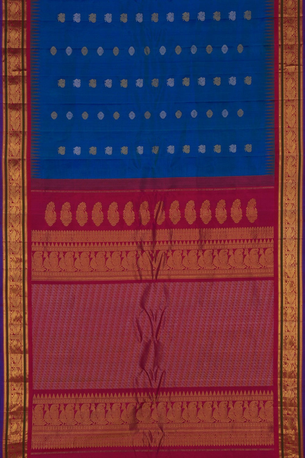 Image of Gadwal Silk Blue Saree