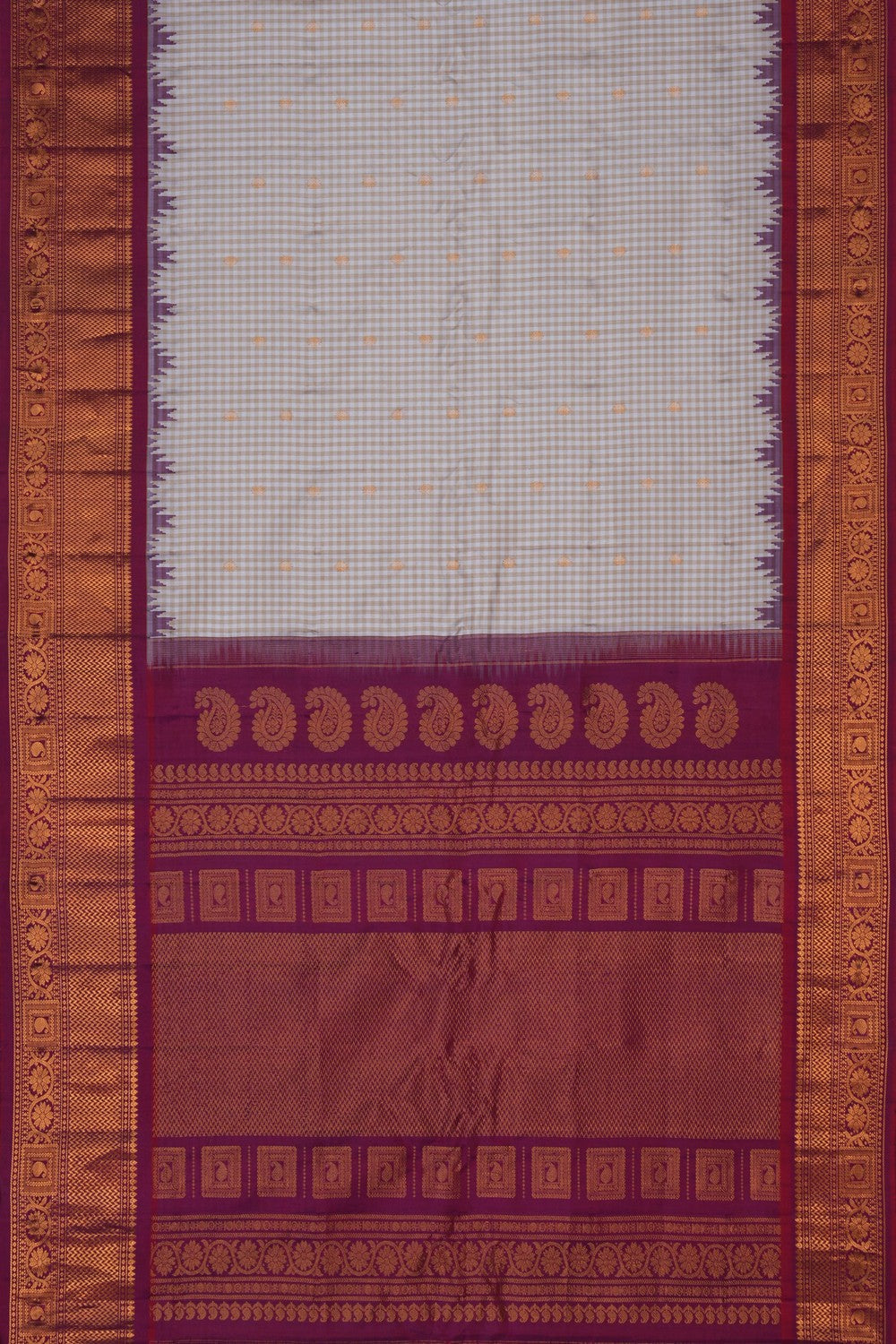 Image of Gadwal Silk Off-White Saree