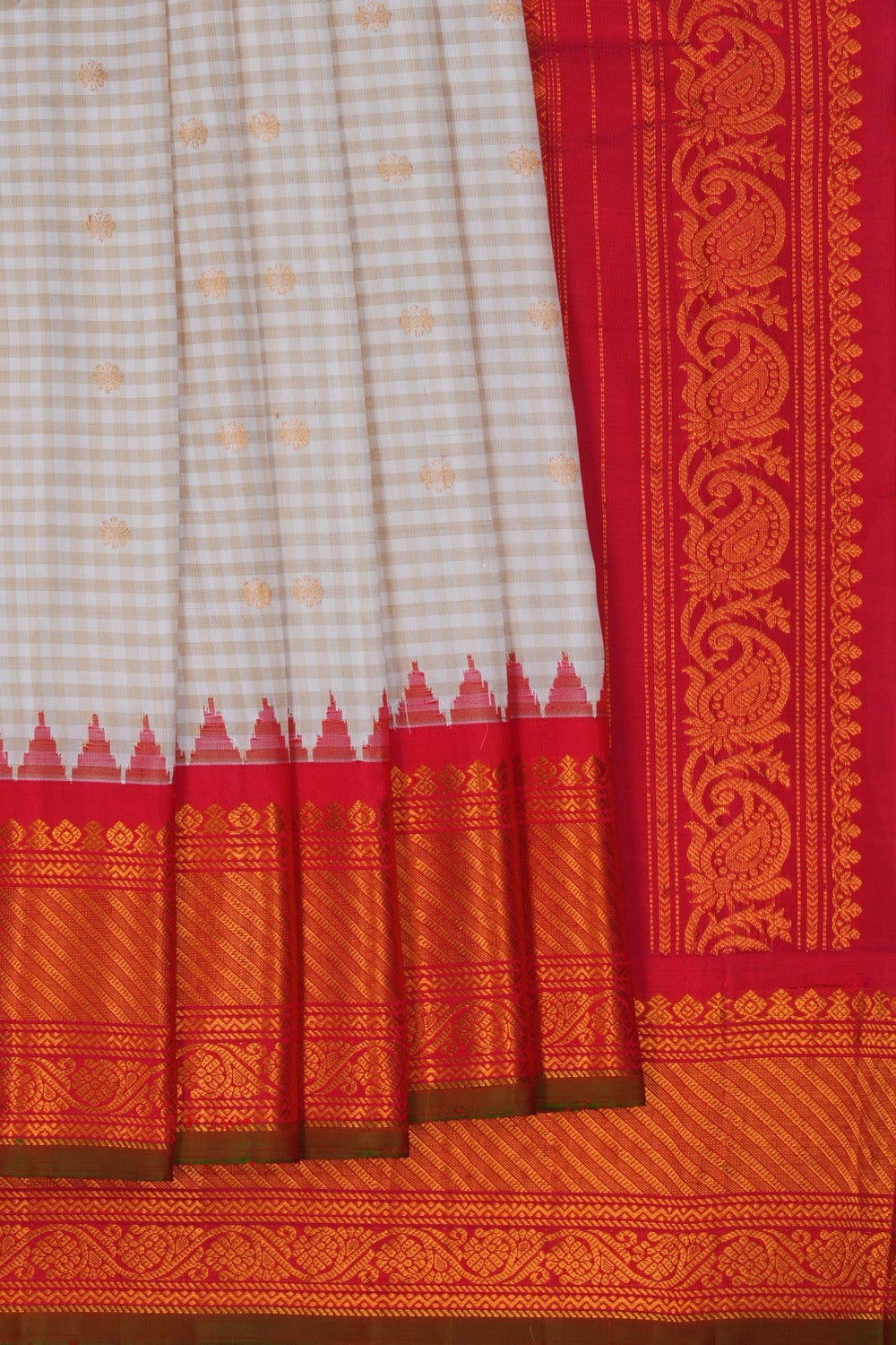 Image of Gadwal Silk Off-White Saree