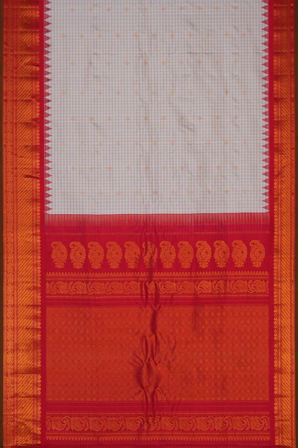 Image of Gadwal Silk Off-White Saree