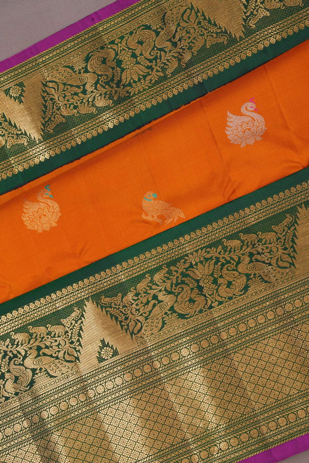 Image of Gadwal Silk Orange Saree