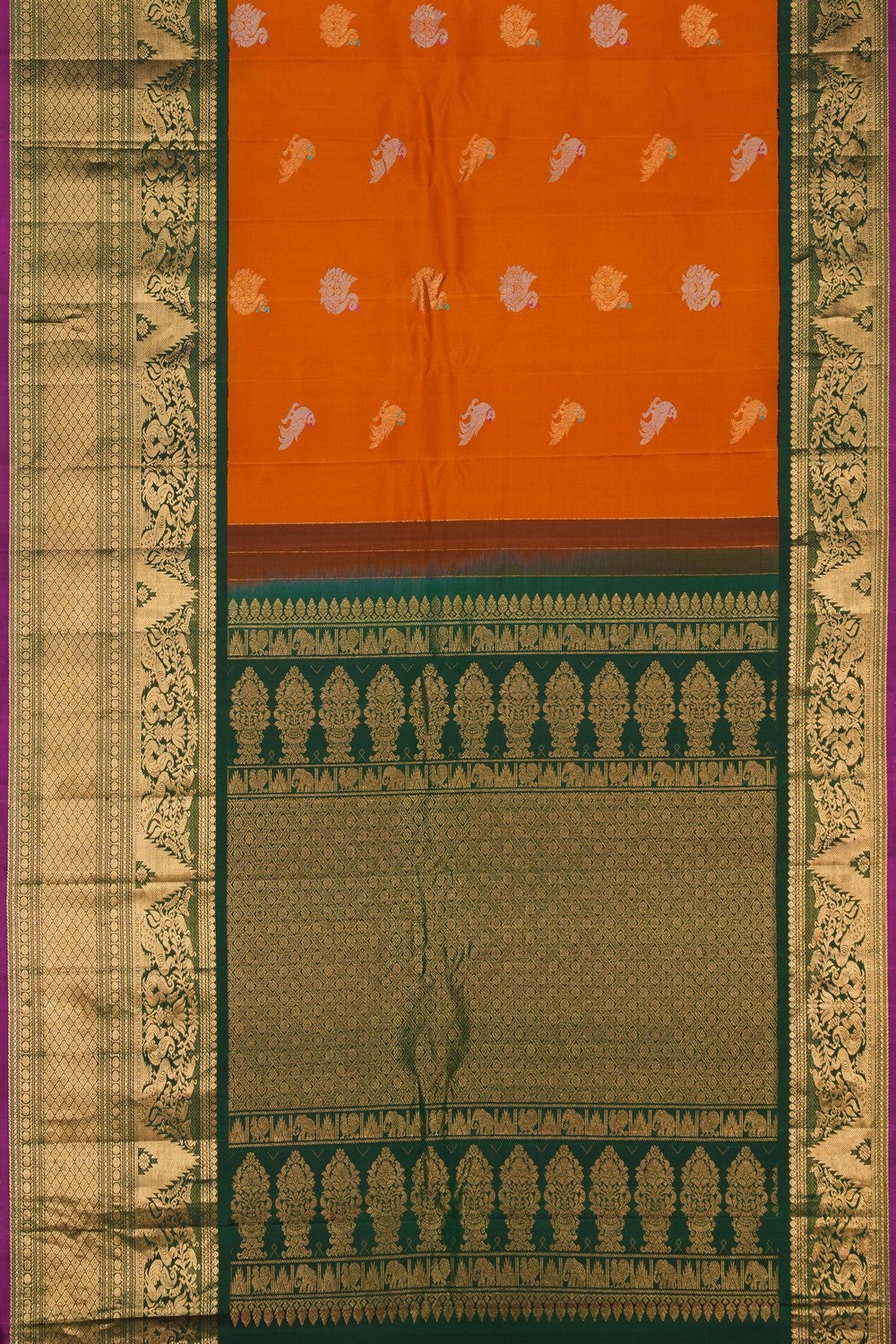 Image of Gadwal Silk Orange Saree