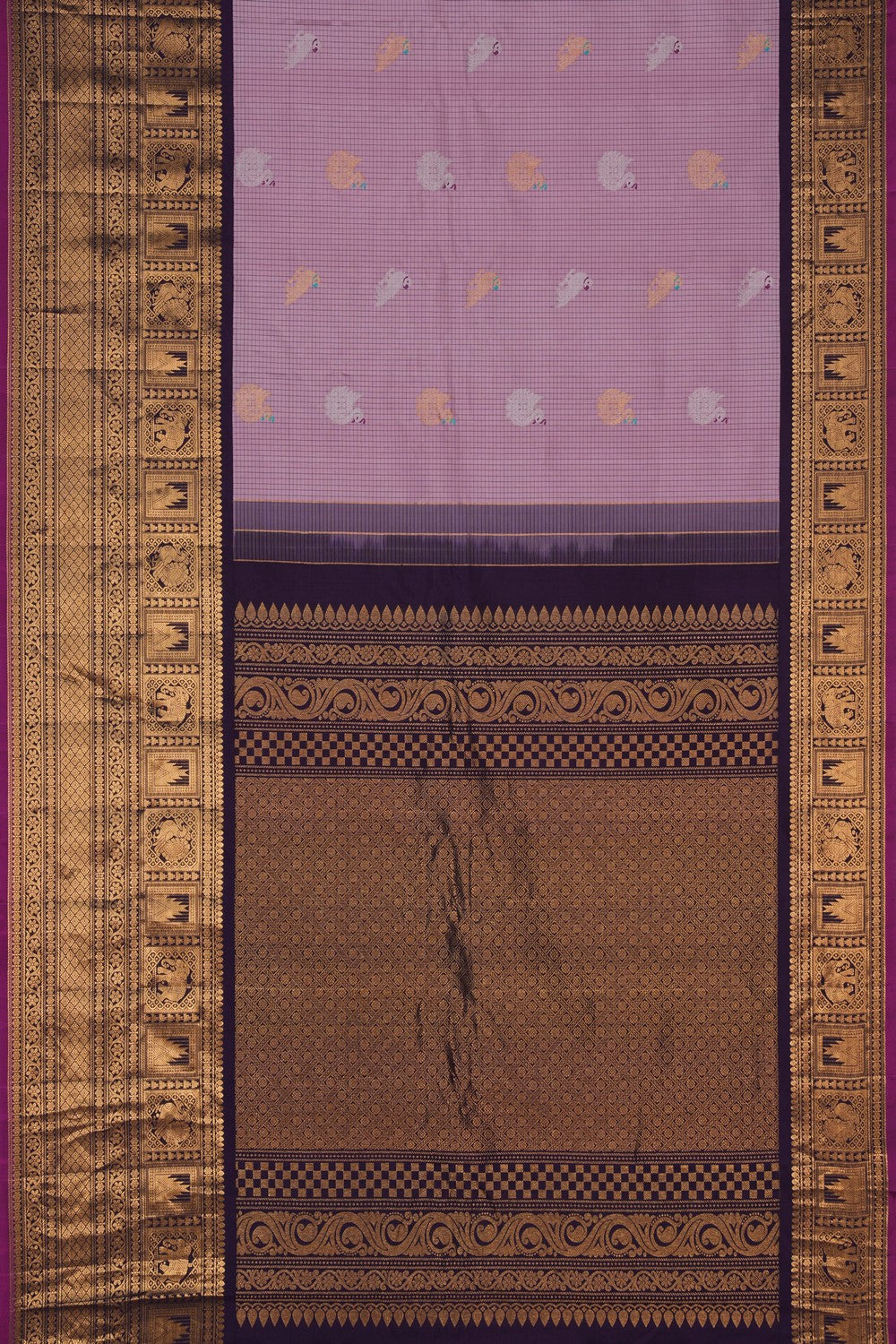 Image of Gadwal Silk Kattam Pink Saree